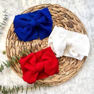 Boutique Oversized Baby Head Wrap Bow Bundle - Red, White, & Blue